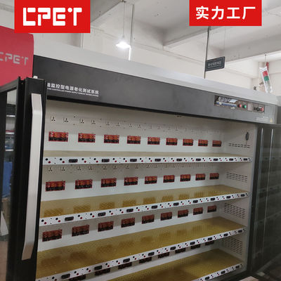 Probador de envejecimiento de banco de energía con 192 canales de carga, monitoreo de temperatura y enchufe multipropósito para pruebas de quemado de energía móvil